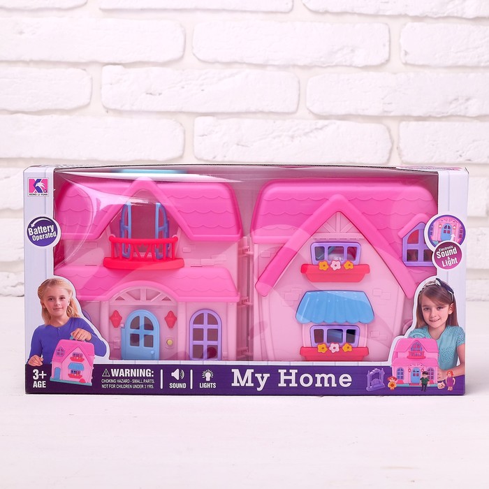 фото Пластиковый домик для кукол «семья» с фигурками и аксессуарами, световые и звуковые эффект nobrand
