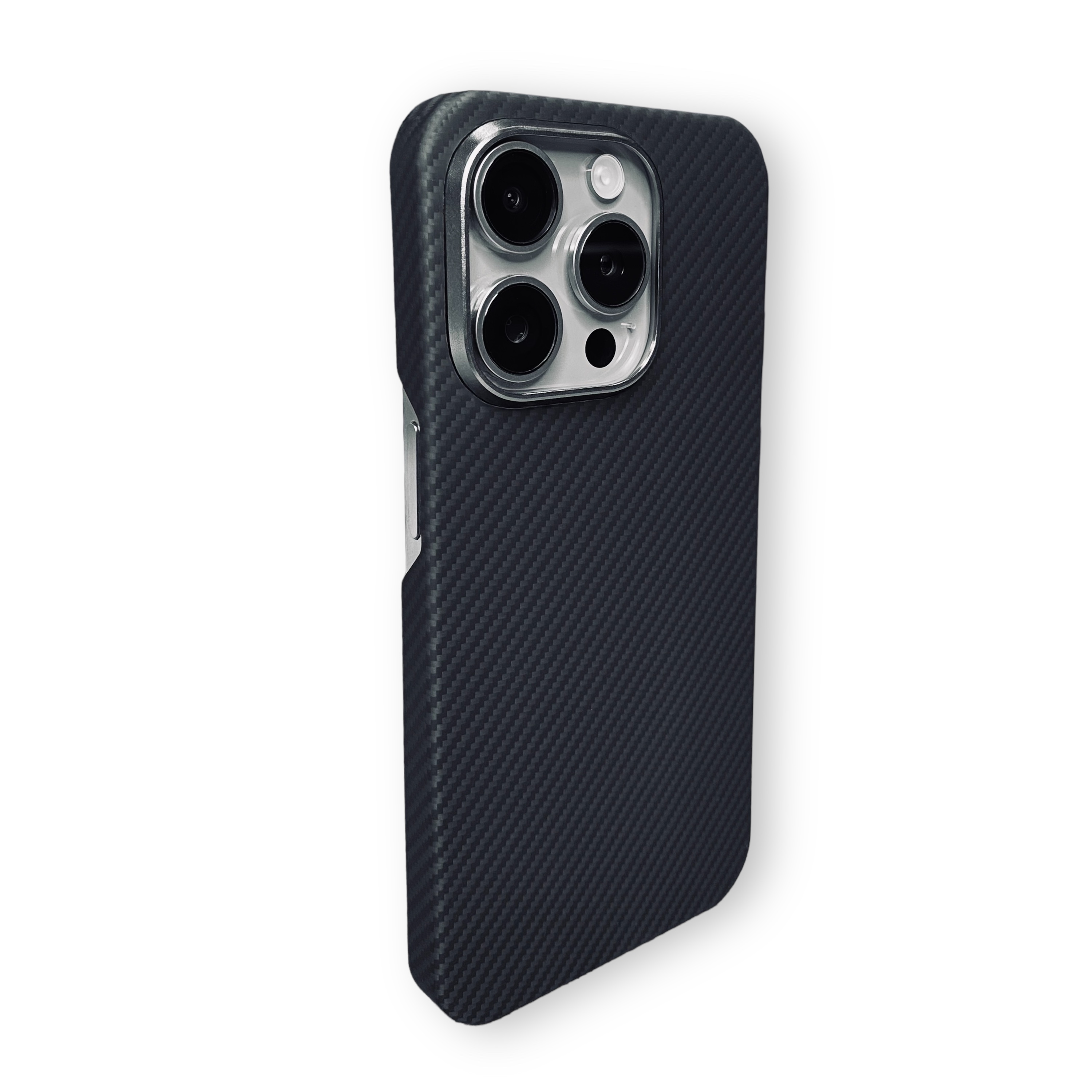 

Чехол карбоновый для iPhone 15 Pro (MagSafe) Кевларовый из арамидного волокна, Черный, 15Pro