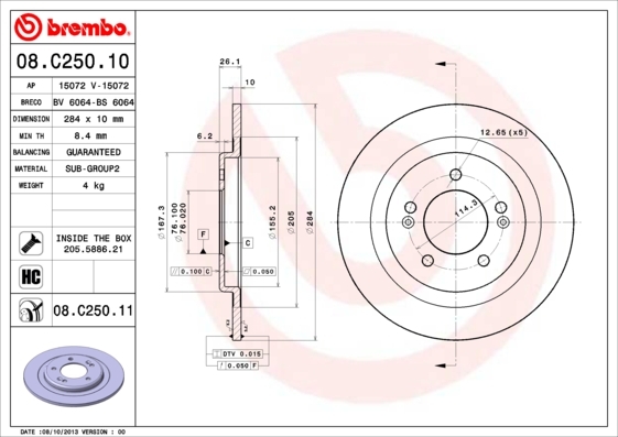 

Диск Тормозной Задний 284Mm Окрашенный BREMBO 08c25011