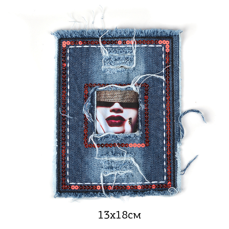 

Аппликации джинсовые пришивные арт.TBY.2174 13х18см, Аппликации, бантики, термотрансфер