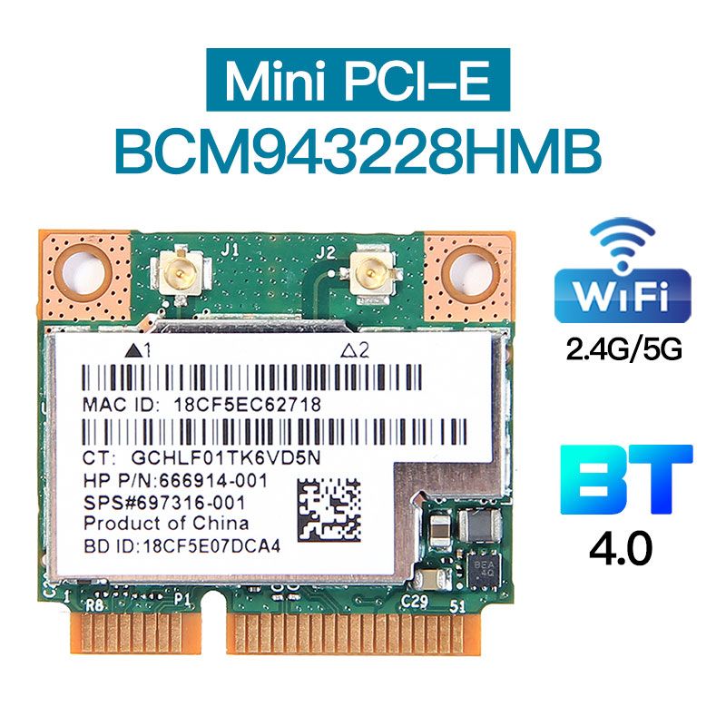 

Приемник Wi-Fi NoBrand Mini PCI-e 802.11n; 802.11a; 802.11g; 802.11ac, Зеленый;белый