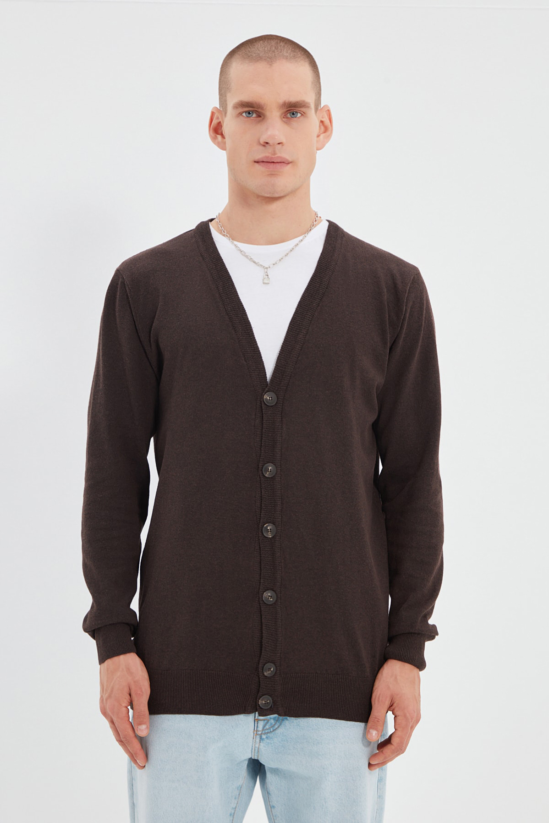 

Кардиган мужской trendyol TMNAW21HI0274 коричневый XL, TMNAW21HI0274