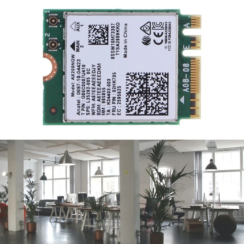 

Приемник Wi-Fi NoBrand для компьютера M.2 802.11ax, Зеленый;белый