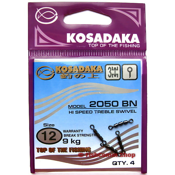 

Вертлюг Kosadaka высокоскор. тройной №12 9kg (4шт.) Kosadaka 2050BN, Черный, 2050BN
