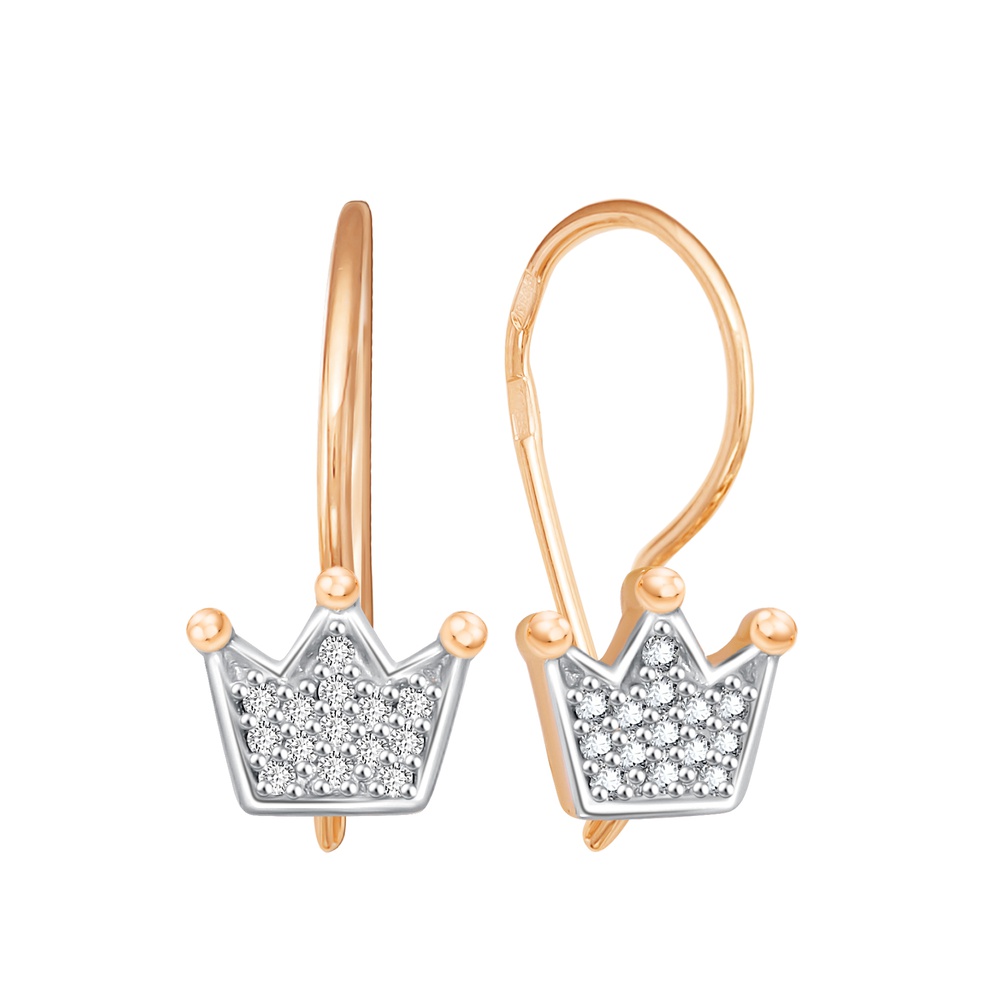 

Серьги из красного золота 585Gold 602001506, фианит, 602001506