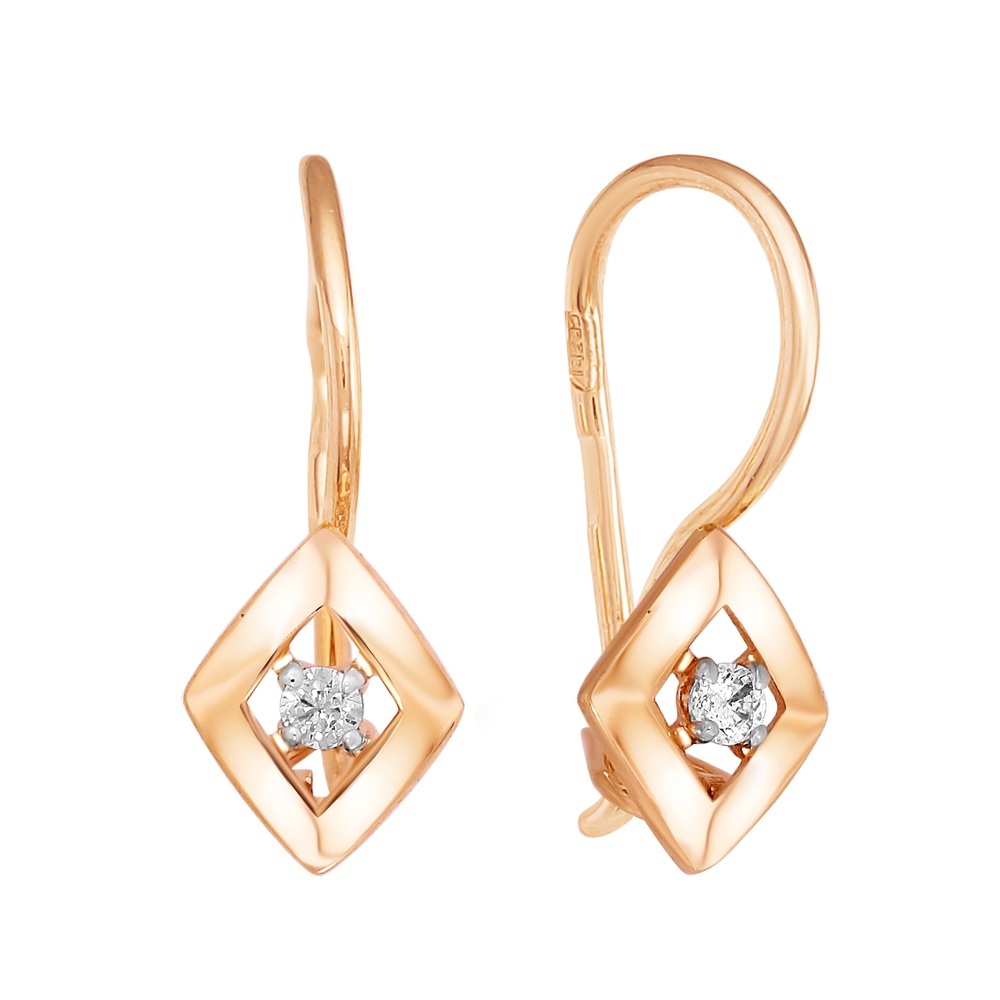 

Серьги из красного золота 585Gold 602001553, фианит, 602001553