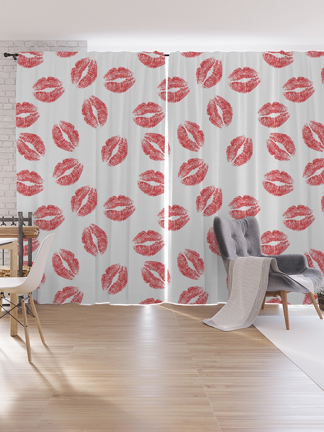 

Шторы под лён JoyArty "Следы помады", серия Oxford DeLux, 340х265 см, Следы помады