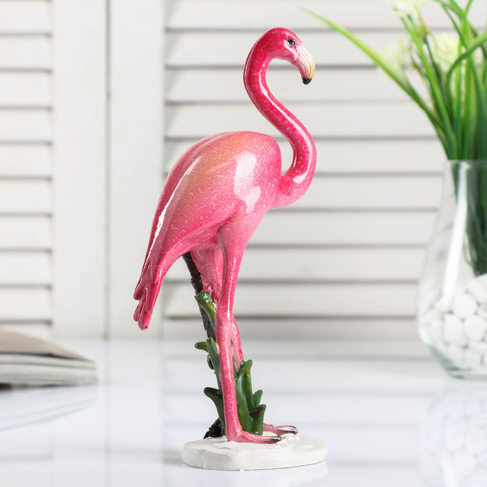 фото Сувенир полистоун лак "розовый фламинго" 20х12,5х5,5 см nobrand