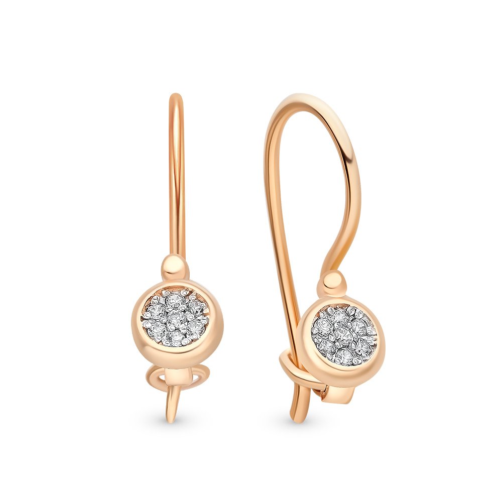 

Серьги из красного золота 585Gold 602001033, фианит, 602001033