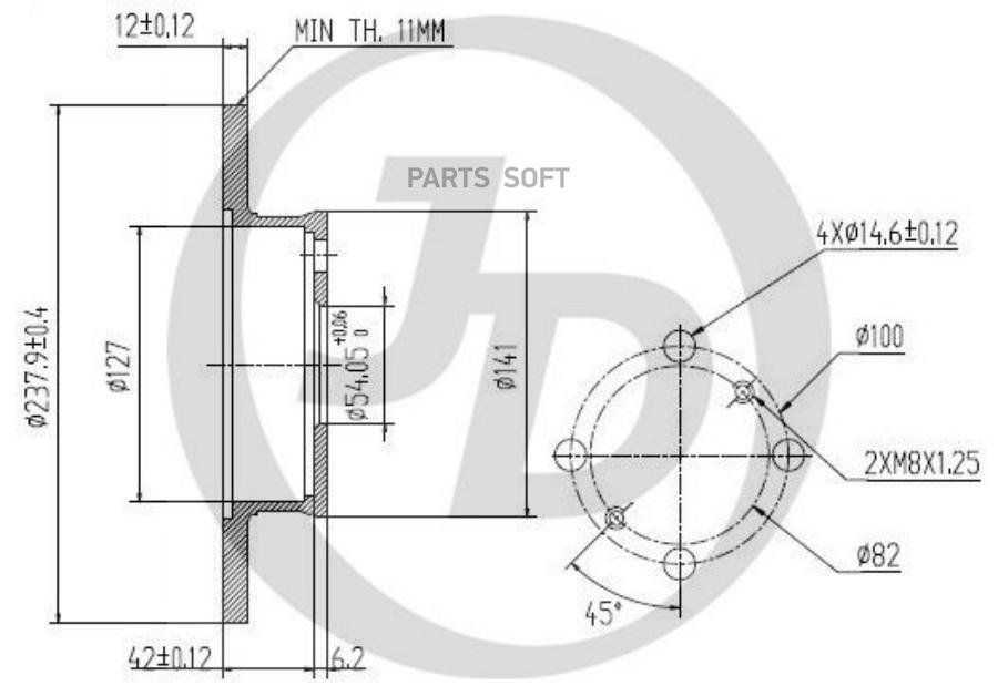 

Тормозный колодки JUST DRIVE передний 278x25 мм 5 отверстий JBD0056