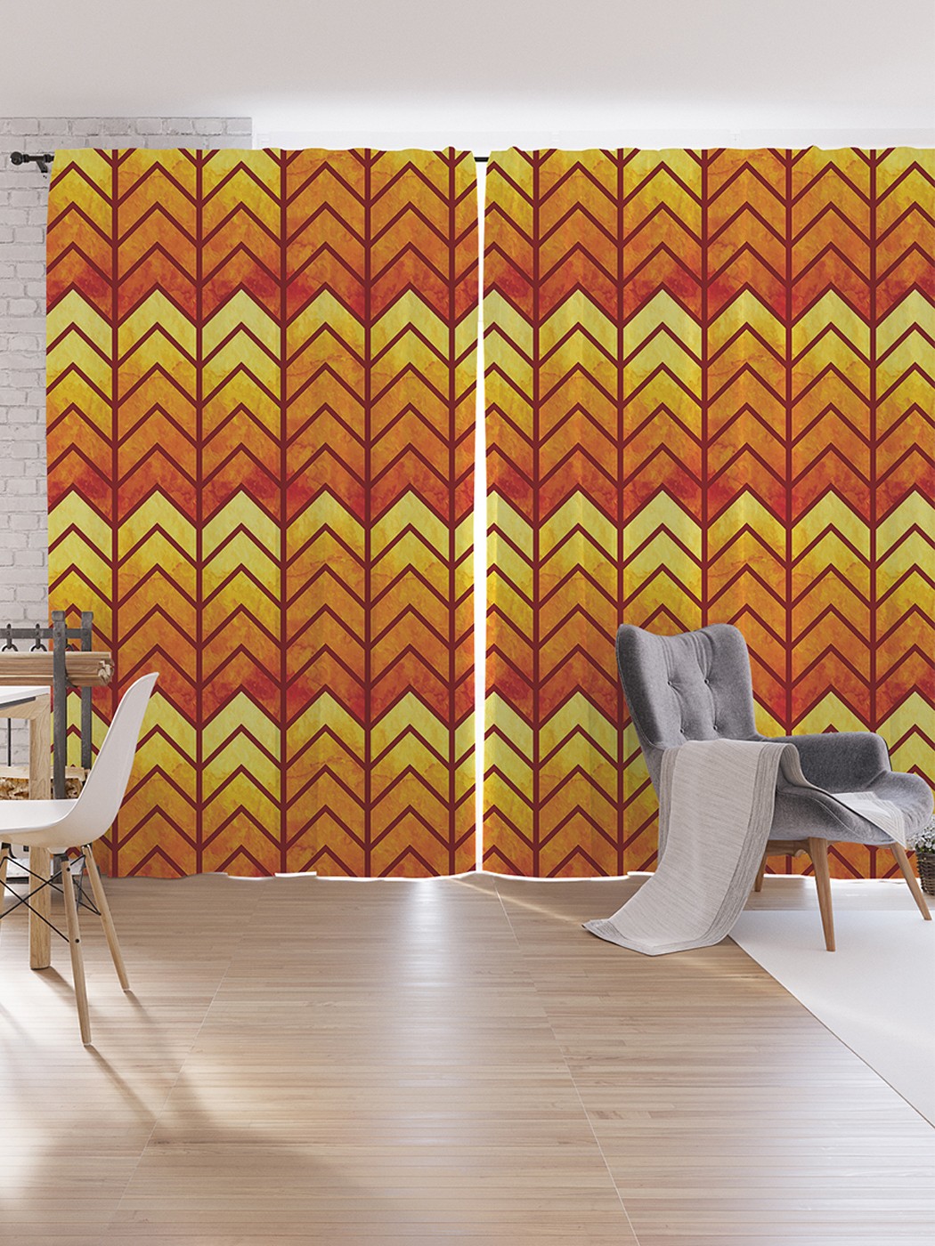 

Шторы под лён JoyArty "Узор с полосами и зигзагами", серия Oxford DeLux, 340х265 см, Узор с полосами и зигзагами