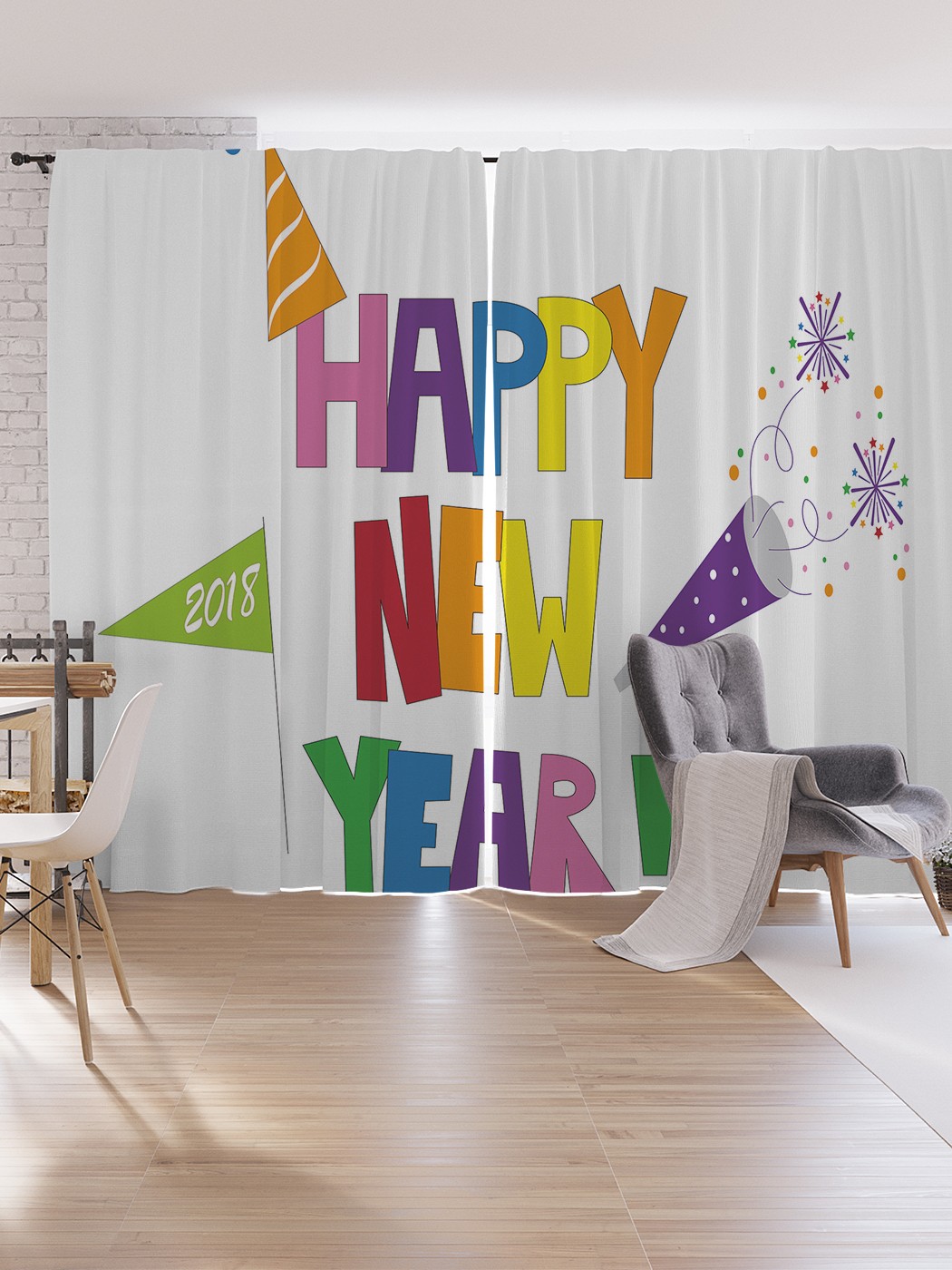 

Шторы под лён JoyArty "Праздничный новый год", серия Oxford DeLux, 340х265 см, Праздничный новый год