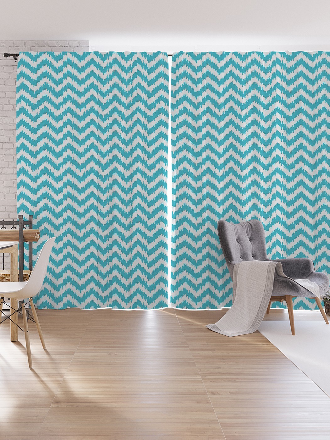 

Шторы под лён JoyArty "Зигзаги икат", серия Oxford DeLux, 340х265 см, Зигзаги икат