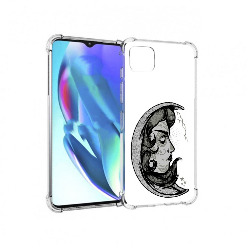 

Чехол MyPads Tocco для Motorola Moto G50 черно белая луна с лицом (PT227066.350.680), Прозрачный, Tocco
