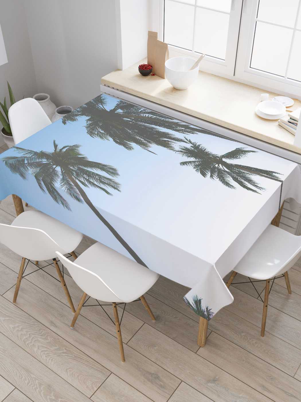 

Скатерть прямоугольная JoyArty "Темные пальмы" из сатена, 120x145 см, Голубой, Темные пальмы
