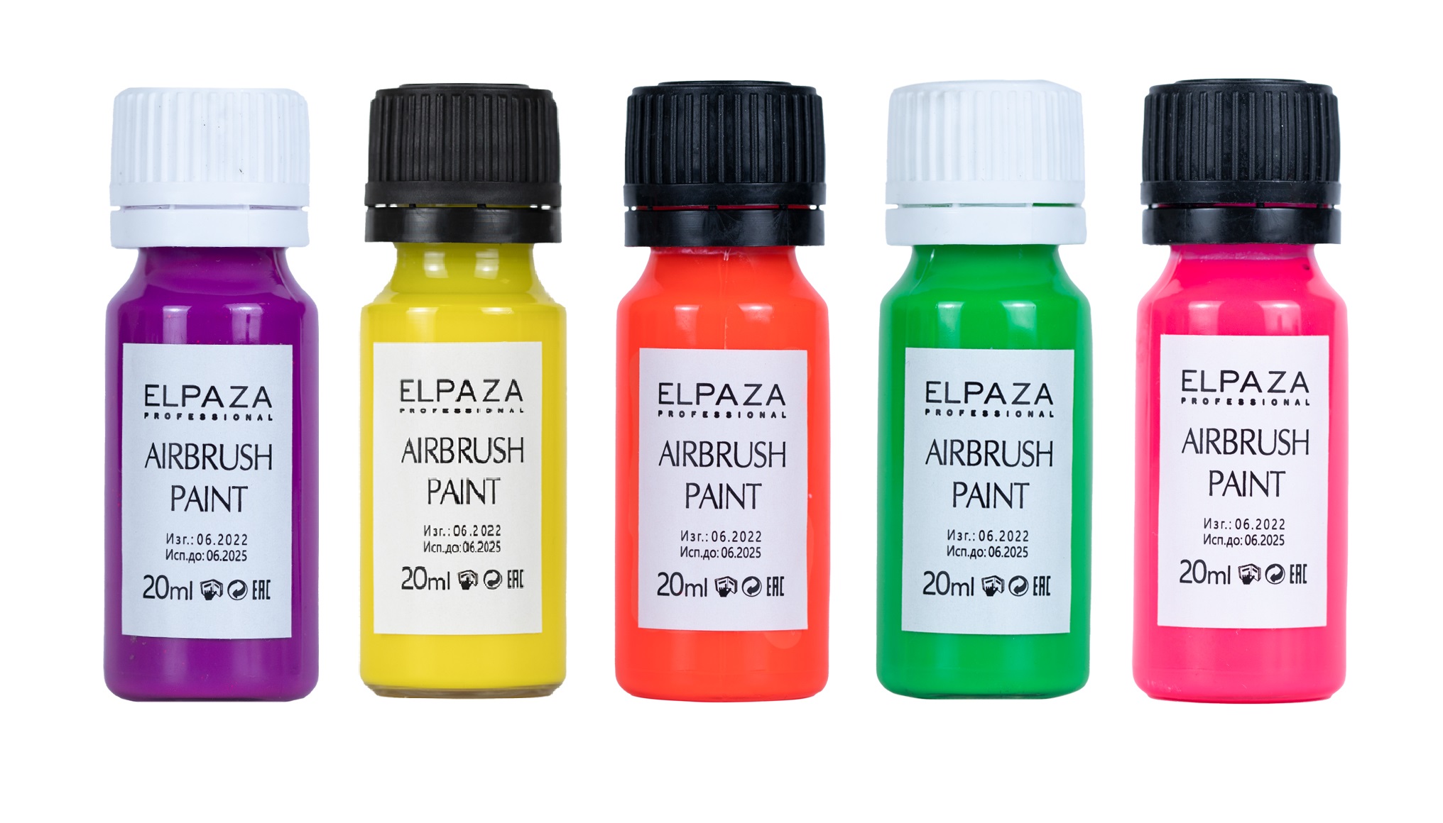Краска неоновая для аэрографа Elpaza Airbrush Paint 5 шт краска для аэрографа elpaza airbrush paint перламутровая 5 шт