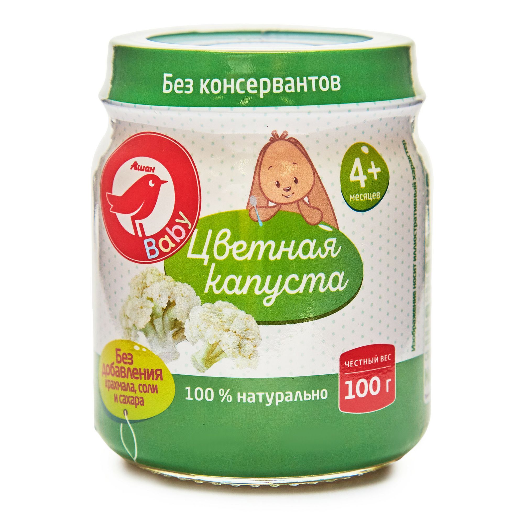 

Пюре АШАН Красная птица цветная капуста с 4 месяцев 100 г