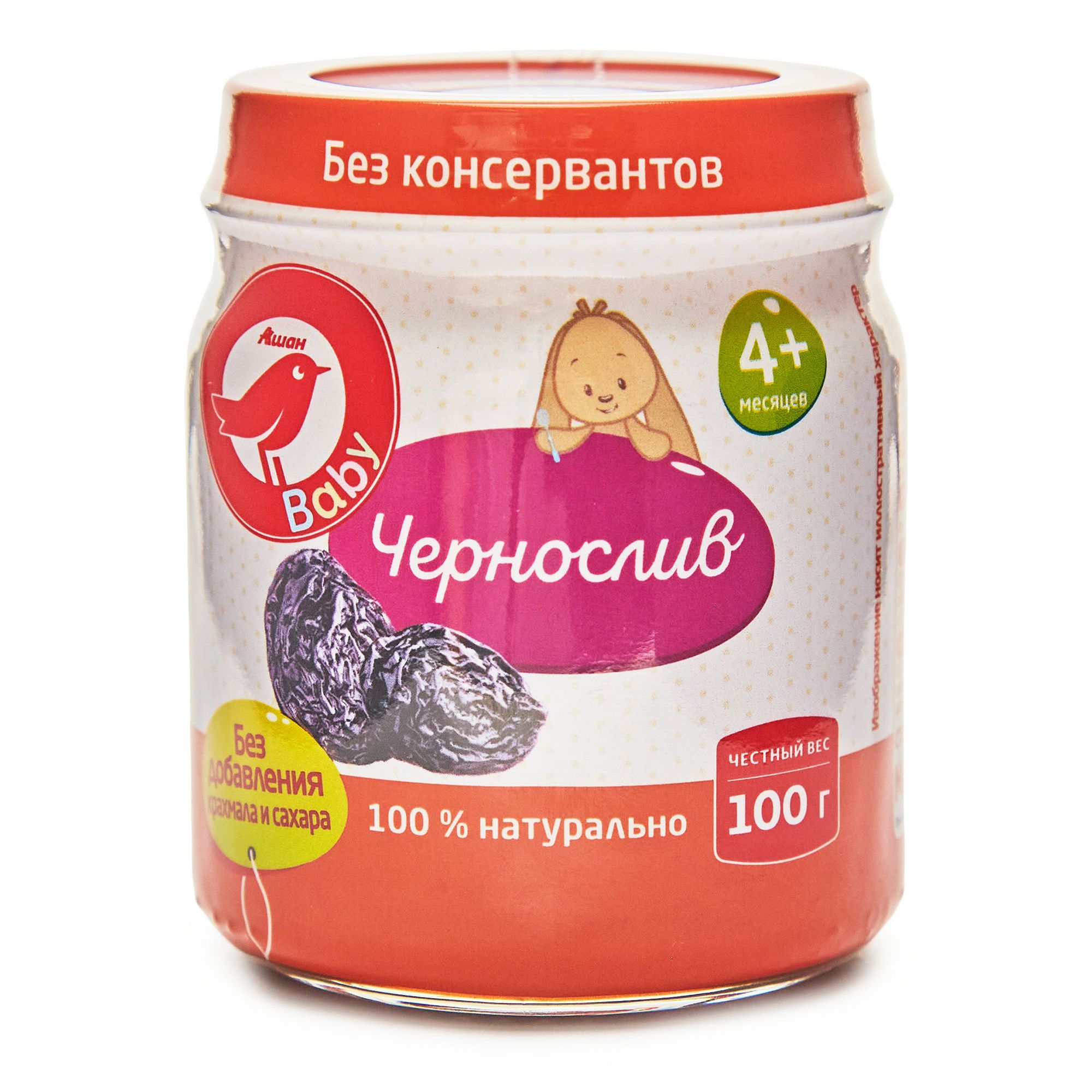 

Пюре АШАН Красная птица чернослив с 4 месяцев 100 г