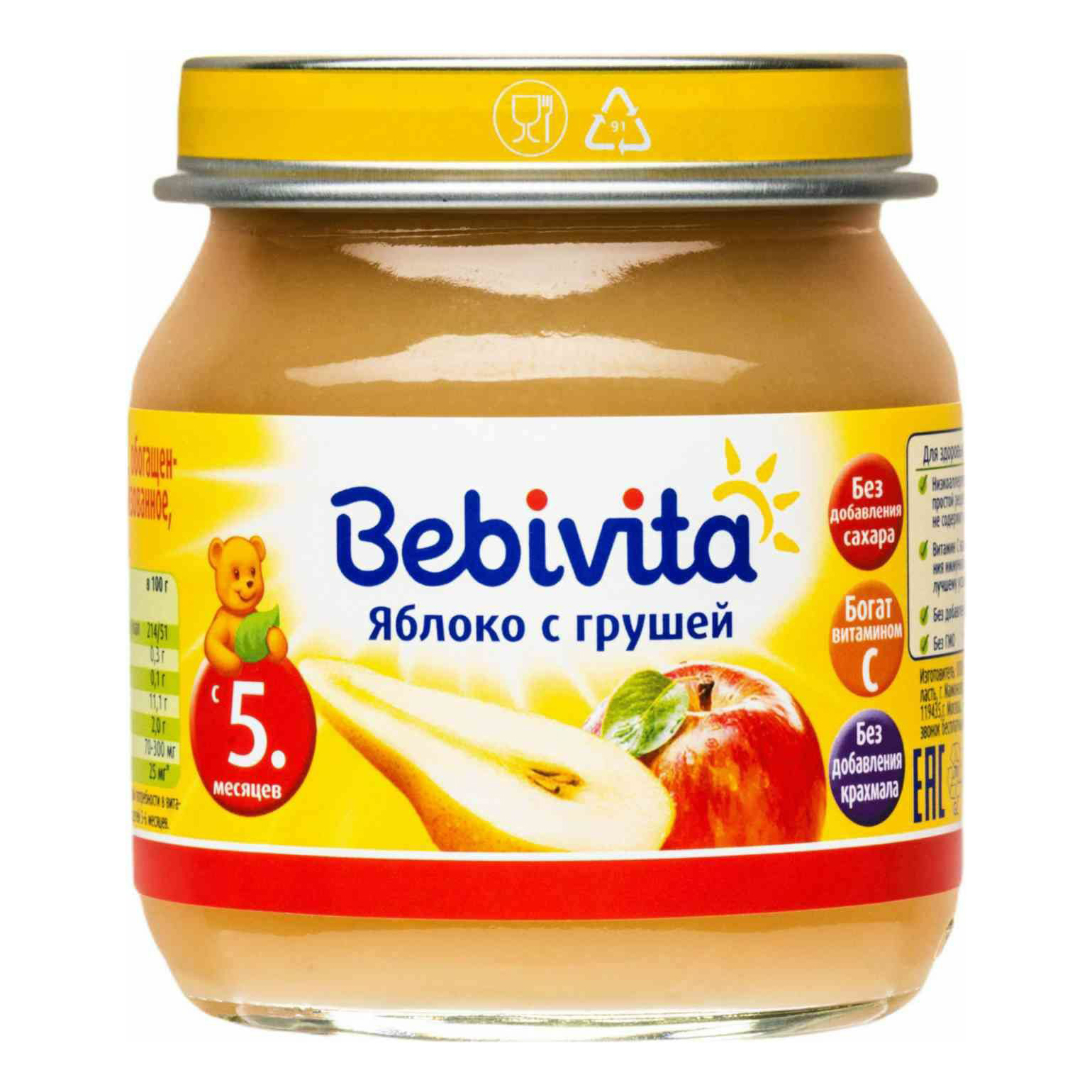 Пюре Bebivita груша с витамином С с 5 месяцев 100 г