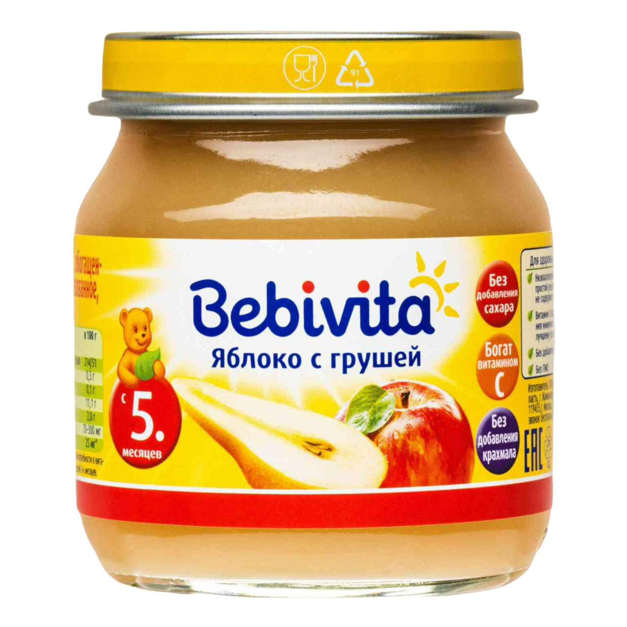 Пюре Bebivita груша с витамином С с 5 месяцев 100 г