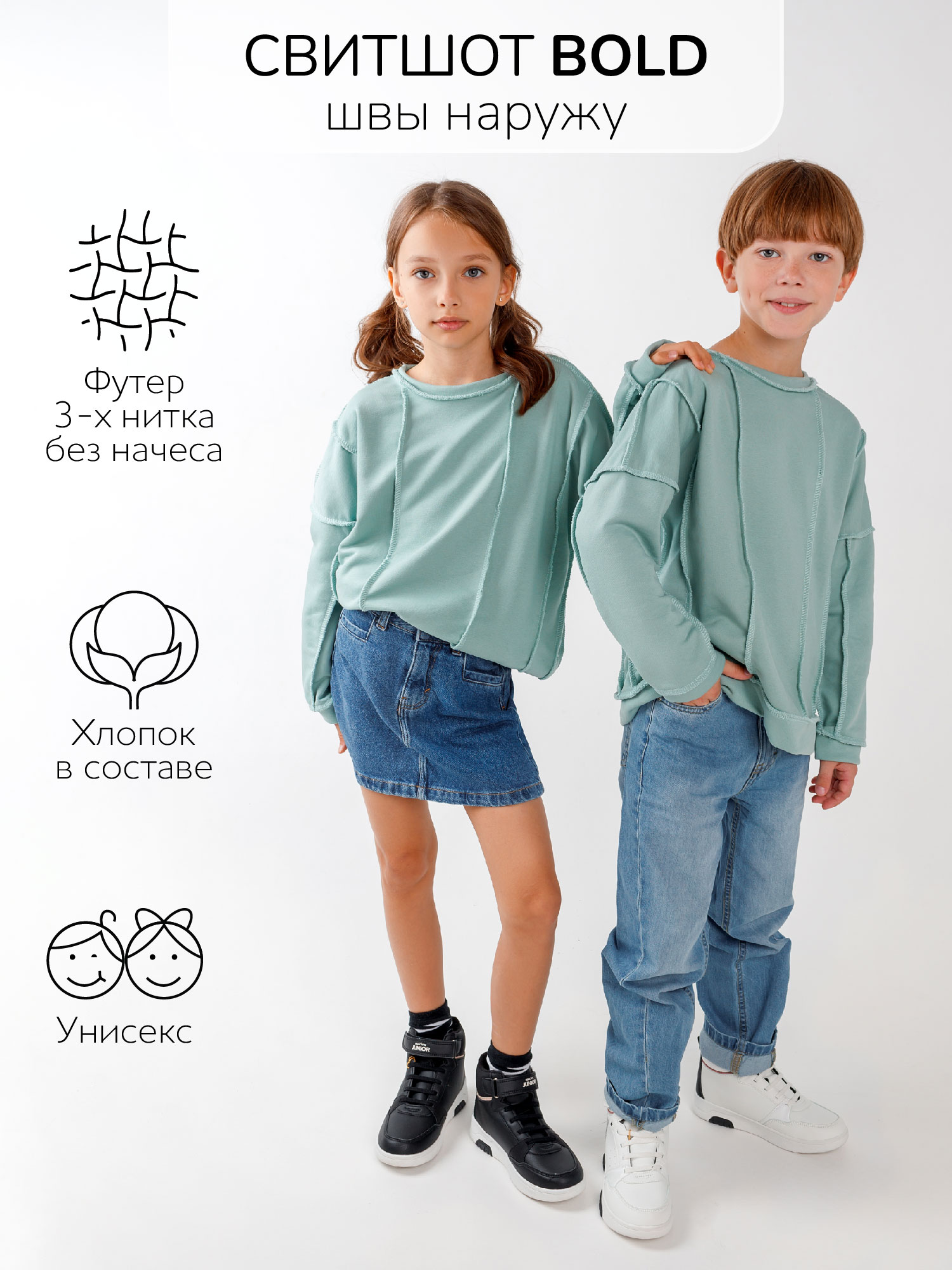 Свитшот детский Amarobaby AB-OD23-28B, мятный, 140