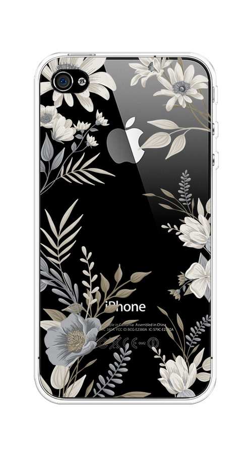 

Чехол на Apple iPhone 4/4S "Цветы сепия", Серый;прозрачный;зеленый;белый, 10150-1