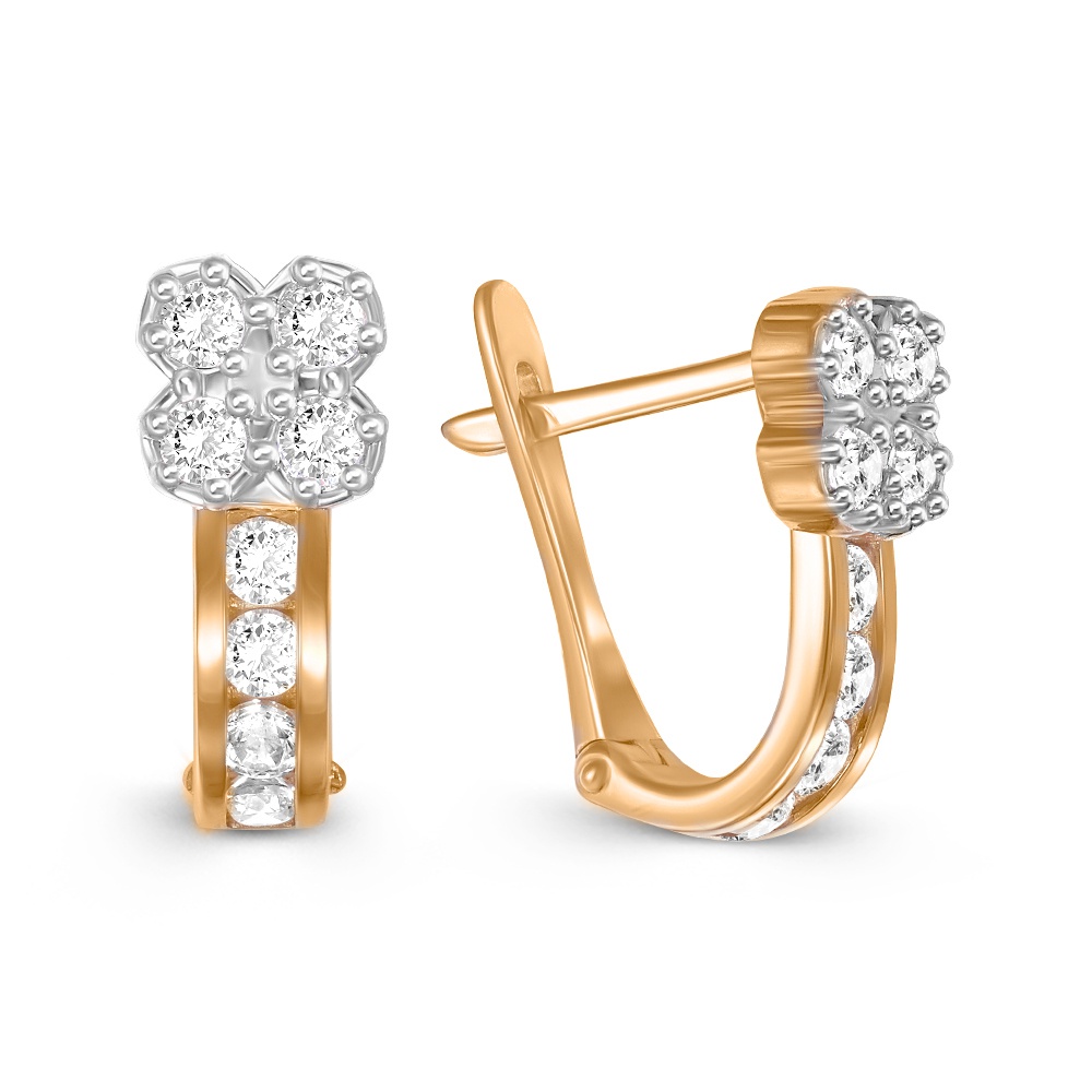 

Серьги из красного золота 585Gold 302006670, фианит, 302006670