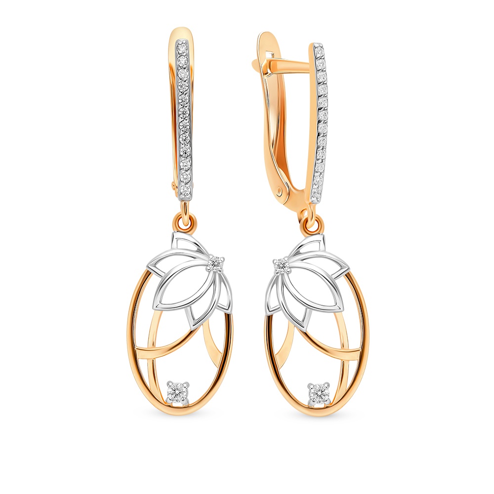 

Серьги подвески из красного золота 585Gold 302006678, фианит, 302006678