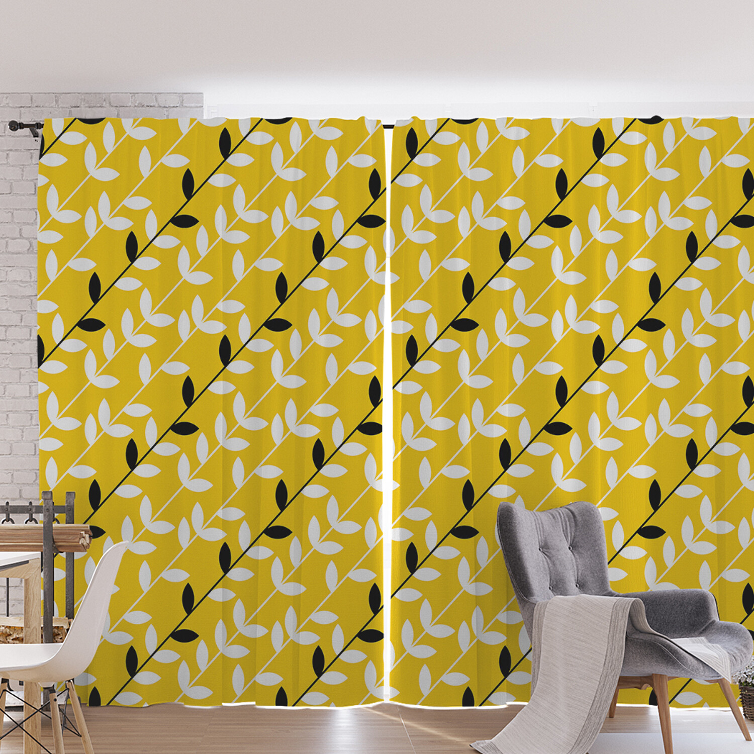 

Шторы под лён JoyArty "Растительная диагональ", серия Oxford DeLux, 340х265 см, Растительная диагональ