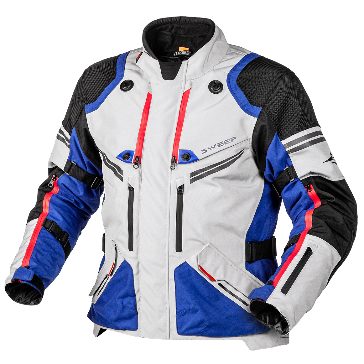 

Мотокуртка Sweep Kalahari 4-season ivory/blue/black/red M, Красный;серый;синий;черный, Kalahari 4-season