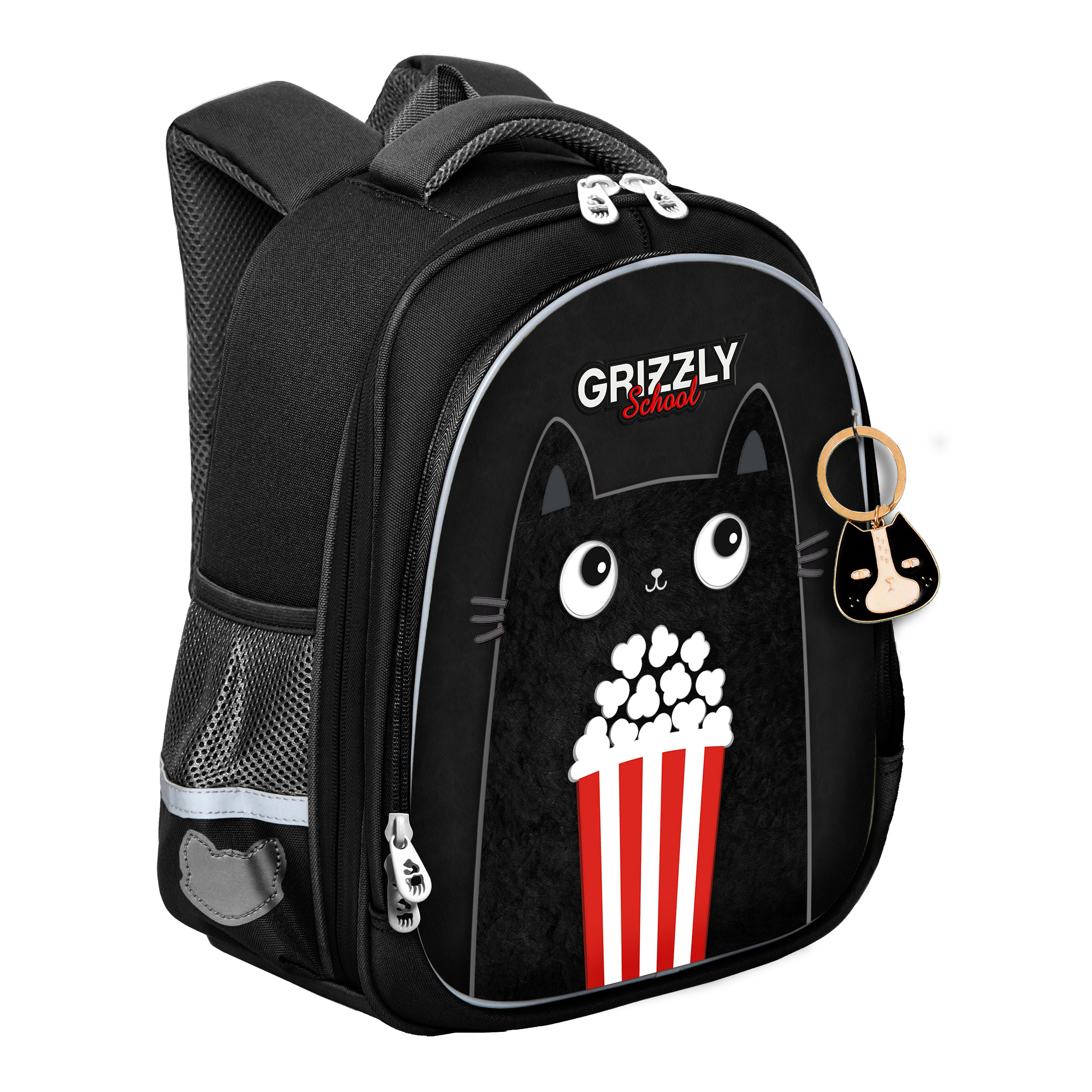 

Рюкзак школьный Grizzly RAz-386-2 /2 черный, RAz-386