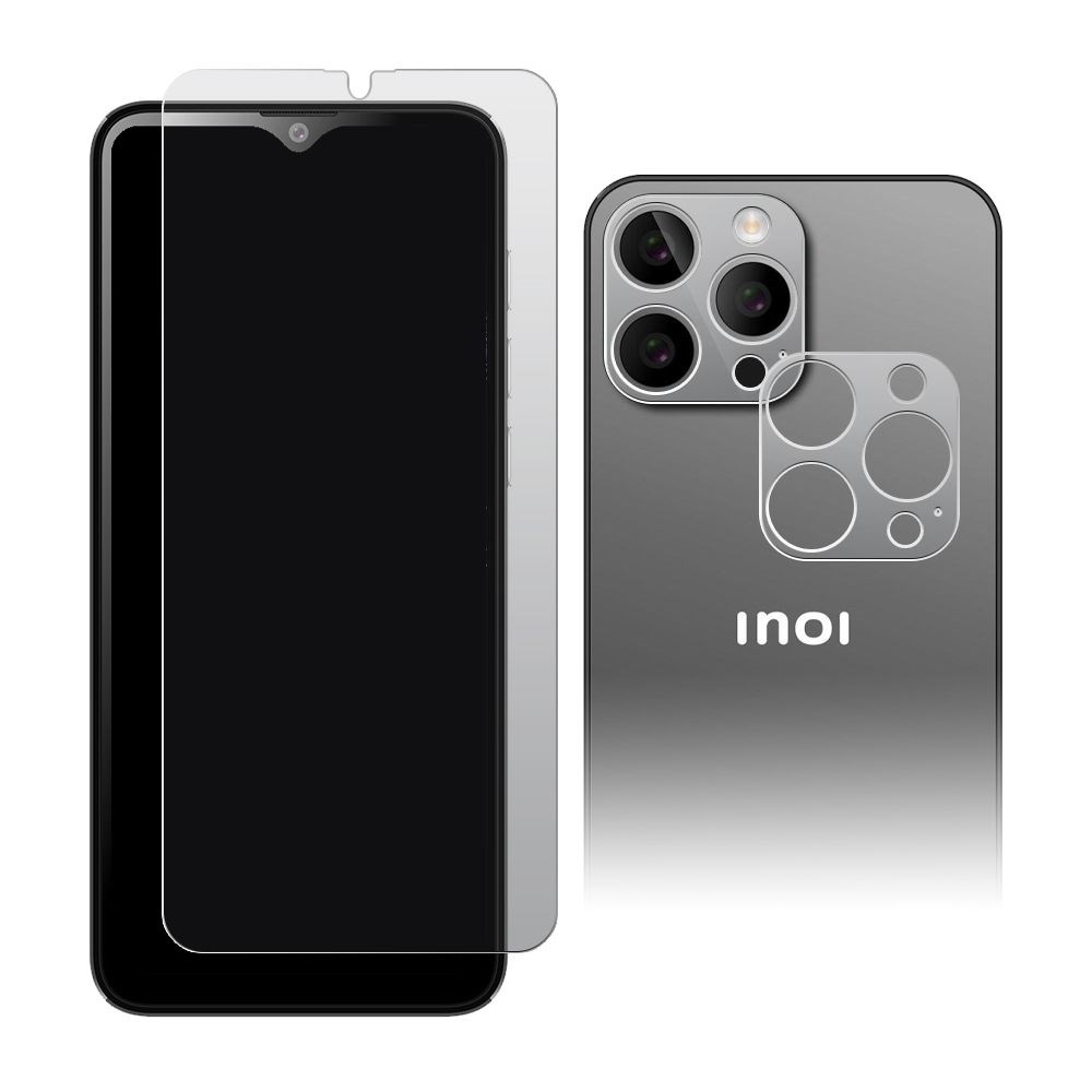 

Стекло защитное гибридное МАТОВОЕ Krutoff для INOI Note 13s + защита блока камер 2 шт