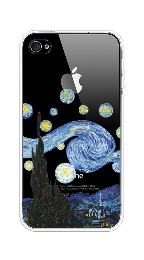 

Чехол на Apple iPhone 4/4S "Ночь Ван Гога", Голубой;синий;черный, 10150-1