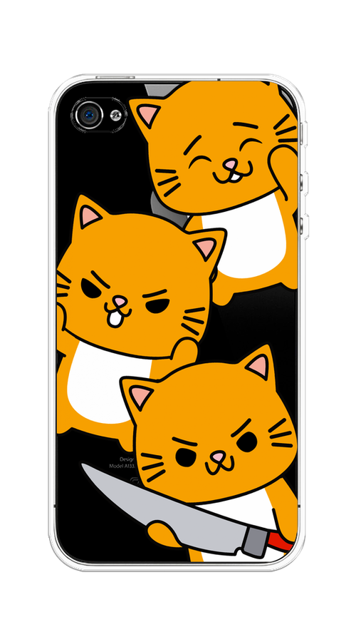 

Чехол на Apple iPhone 4/4S "Опасные котики", Оранжевый;серый;белый, 10150-1