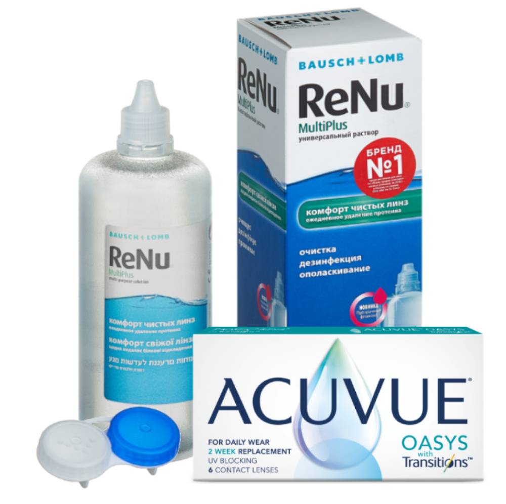 

Набор линзы Acuvue Oasys with transitions 6 линз R 8.4 -7,00 + ReNu Multi Plus 360, Oasys with transitions 6 линз + ReNu Multi Plus 360 мл