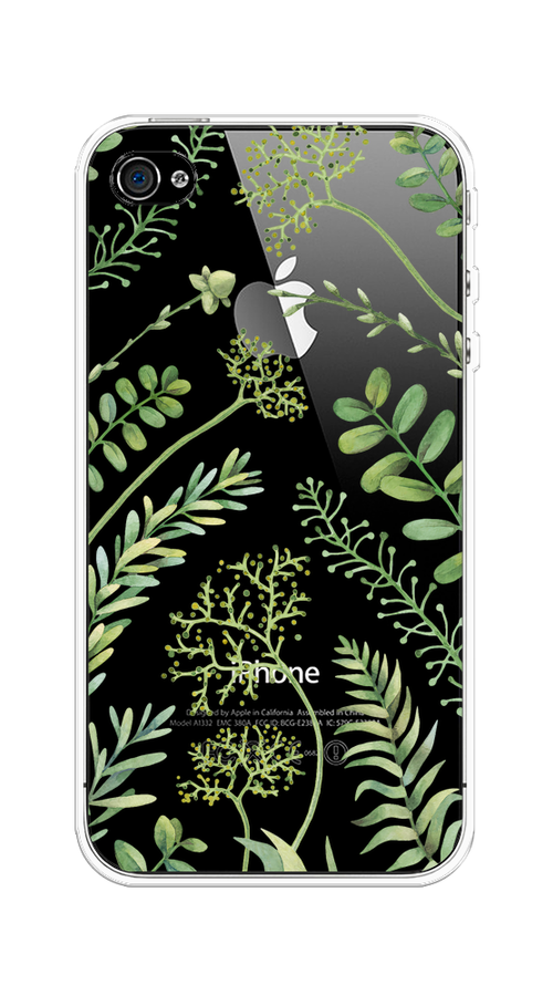 

Чехол на Apple iPhone 4/4S "Green Leaves", 10150-1