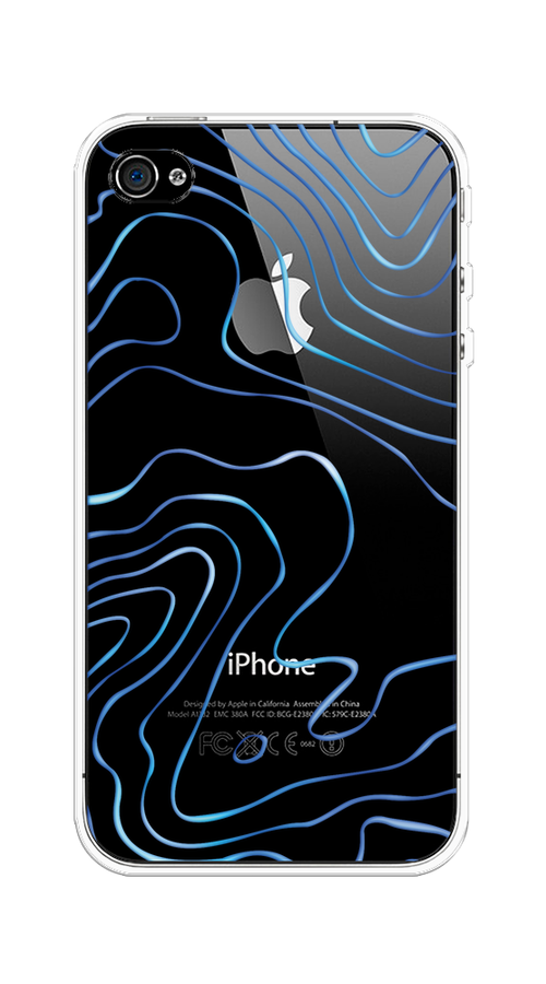 

Чехол на Apple iPhone 4/4S "Blue lines", Прозрачный;синий, 10150-1