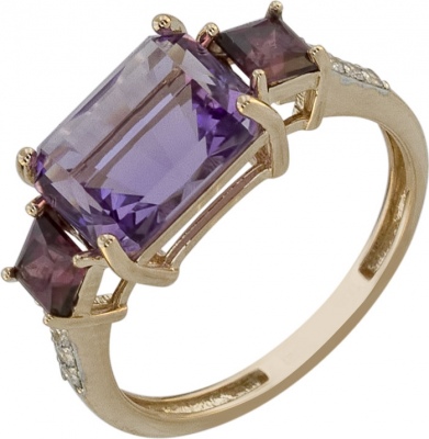 

Кольцо из красного золота с фианитом/родолитом/аметистом р. , ALORIS Кольцо 1831АРдКц, Кольцо 1831АРдКц