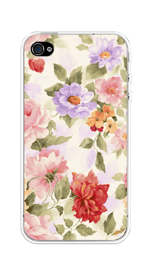 

Чехол на Apple iPhone 4/4S "Акварельные пионы", Розовый;бежевый, 10150-1