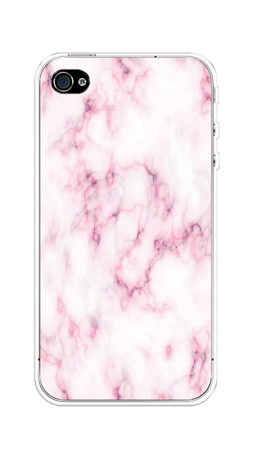 

Чехол на Apple iPhone 4/4S "Мрамор с розовым", Белый;розовый, 10150-1