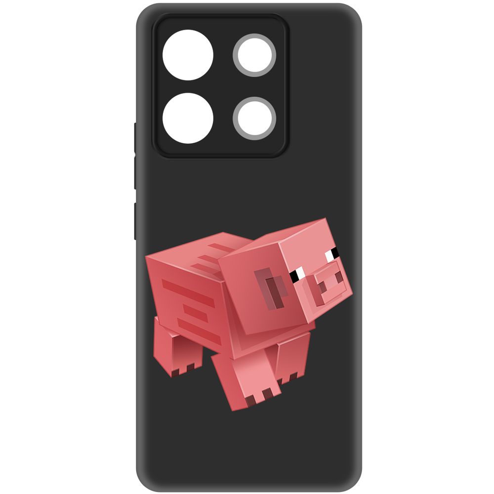 Чехол-накладка Krutoff Soft Case Minecraft-Свинка для Poco X6 черный