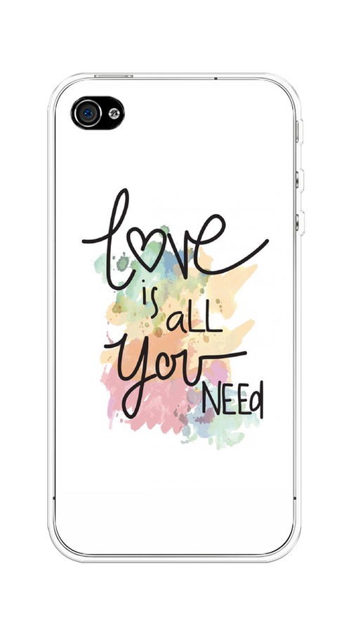 

Чехол на Apple iPhone 4/4S "Love is all you need", Белый;черный;зеленый, 10150-1