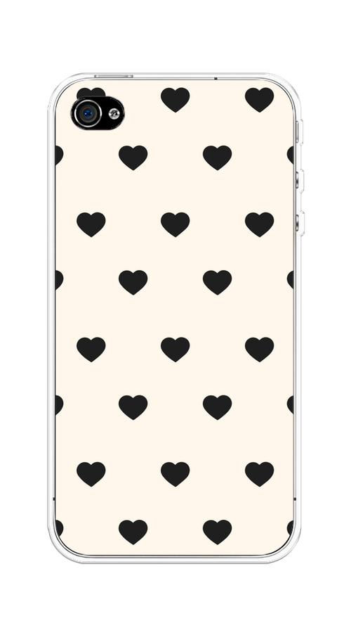 

Чехол на Apple iPhone 4/4S "Черные сердечки на белом", Черный;белый, 10150-1
