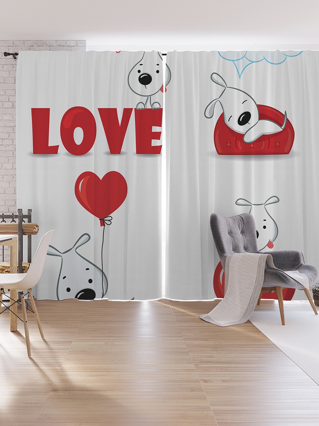 

Шторы под лён JoyArty "Собаки тоже любят", серия Oxford DeLux, 340х265 см, Собаки тоже любят