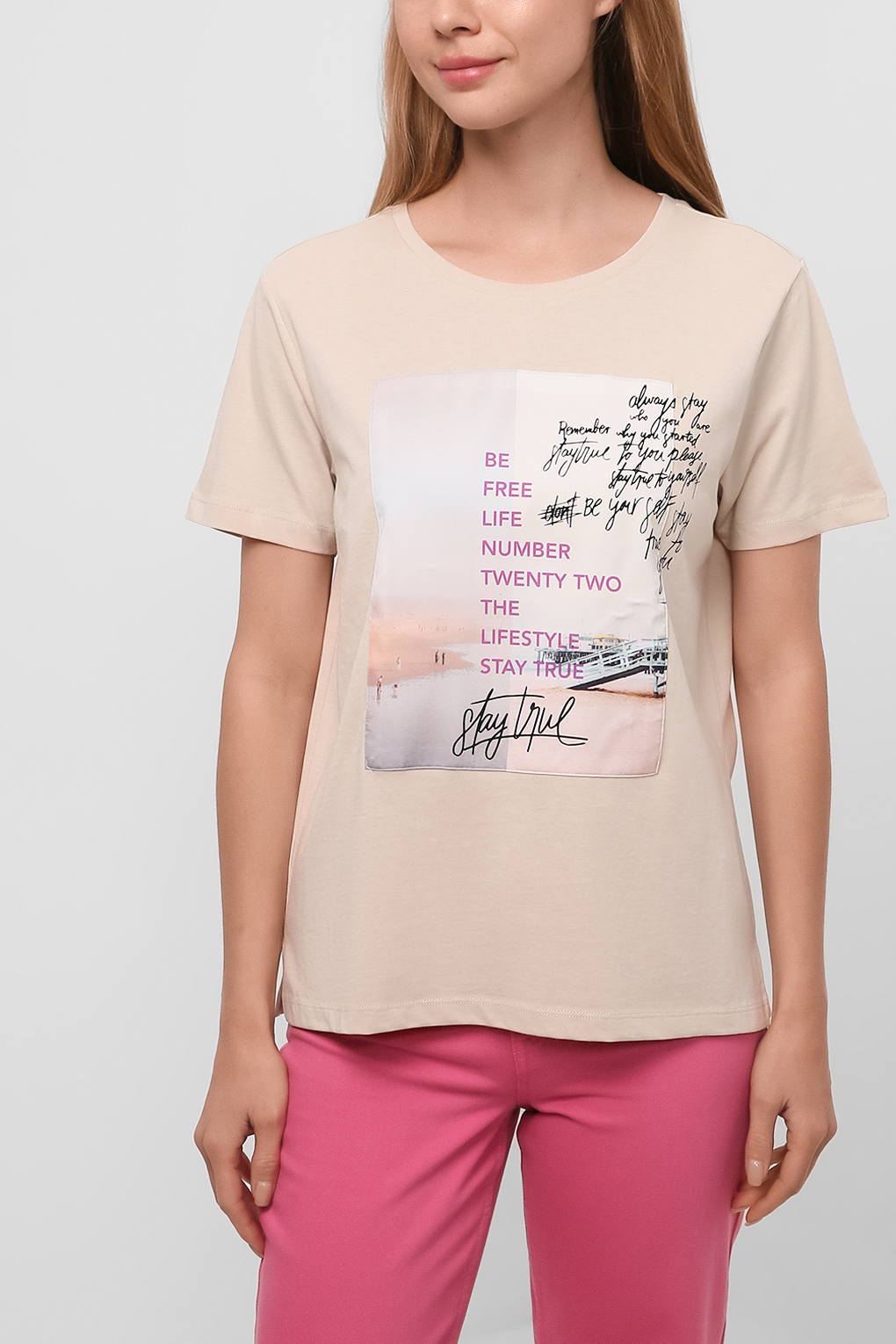 Футболка женская Comma Casual Identity 2114387 бежевая 38