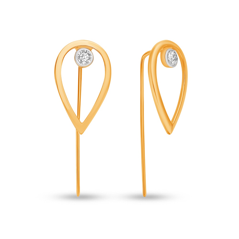 

Серьги продевки из красного золота 585Gold 302006664, фианит, 302006664