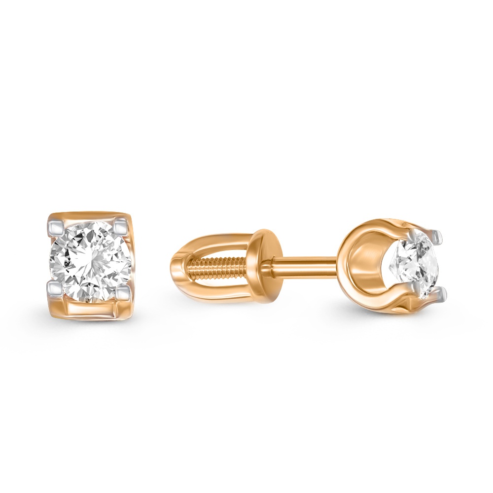 

Серьги пусеты из красного золота 585Gold 302006655, фианит, 302006655