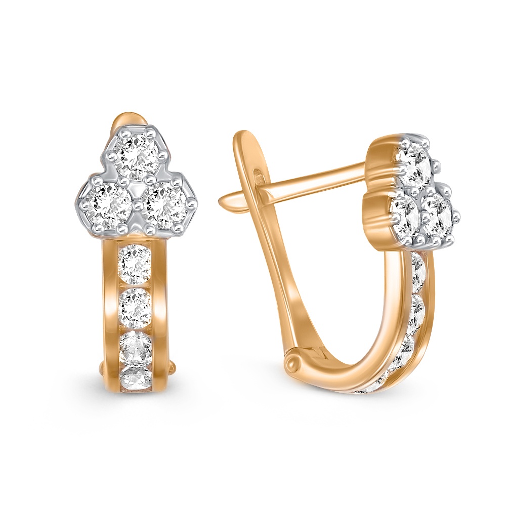 

Серьги из красного золота 585Gold 302006653, фианит, 302006653