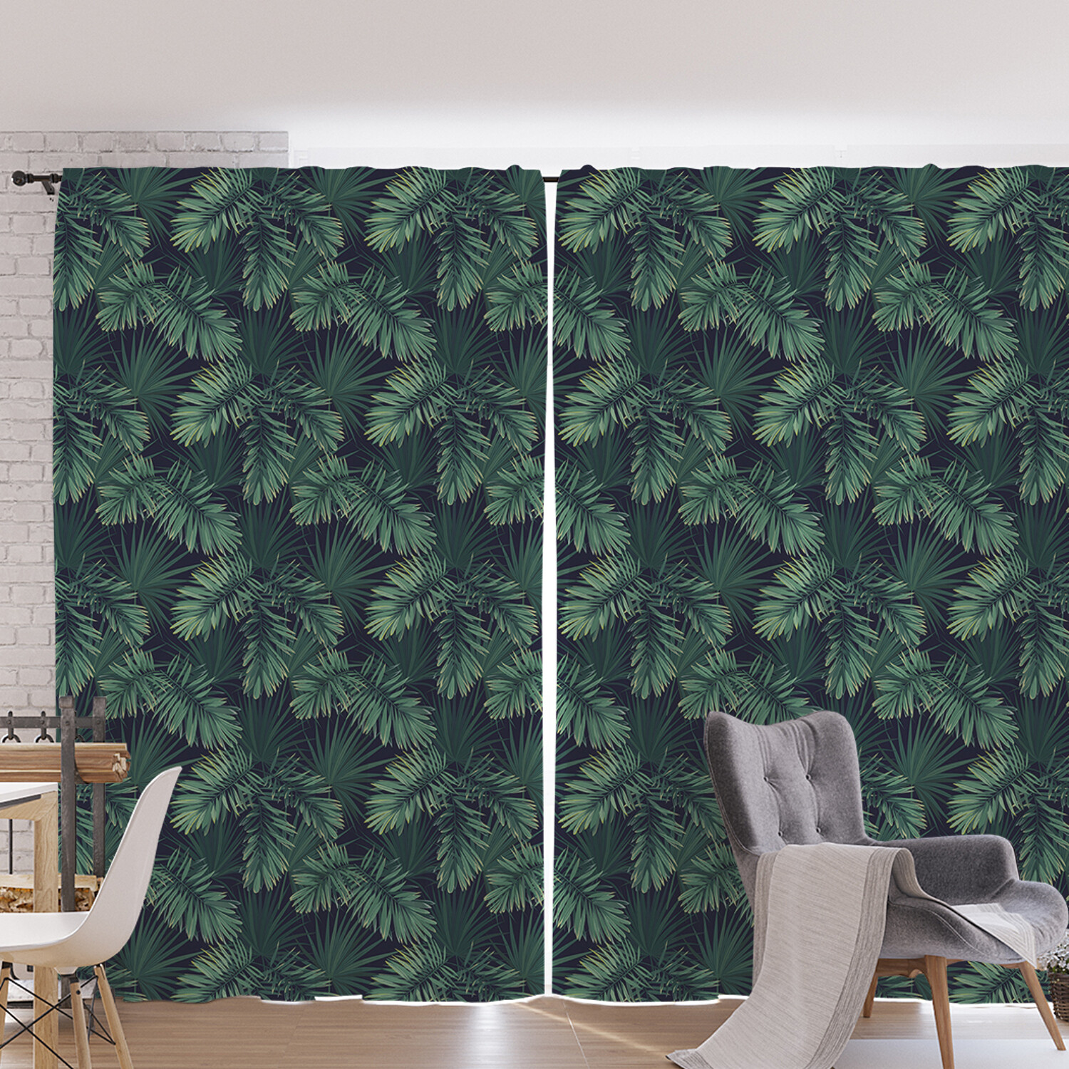 

Шторы под лён JoyArty "Ночные пальмы", серия Oxford DeLux, 340х265 см, Ночные пальмы