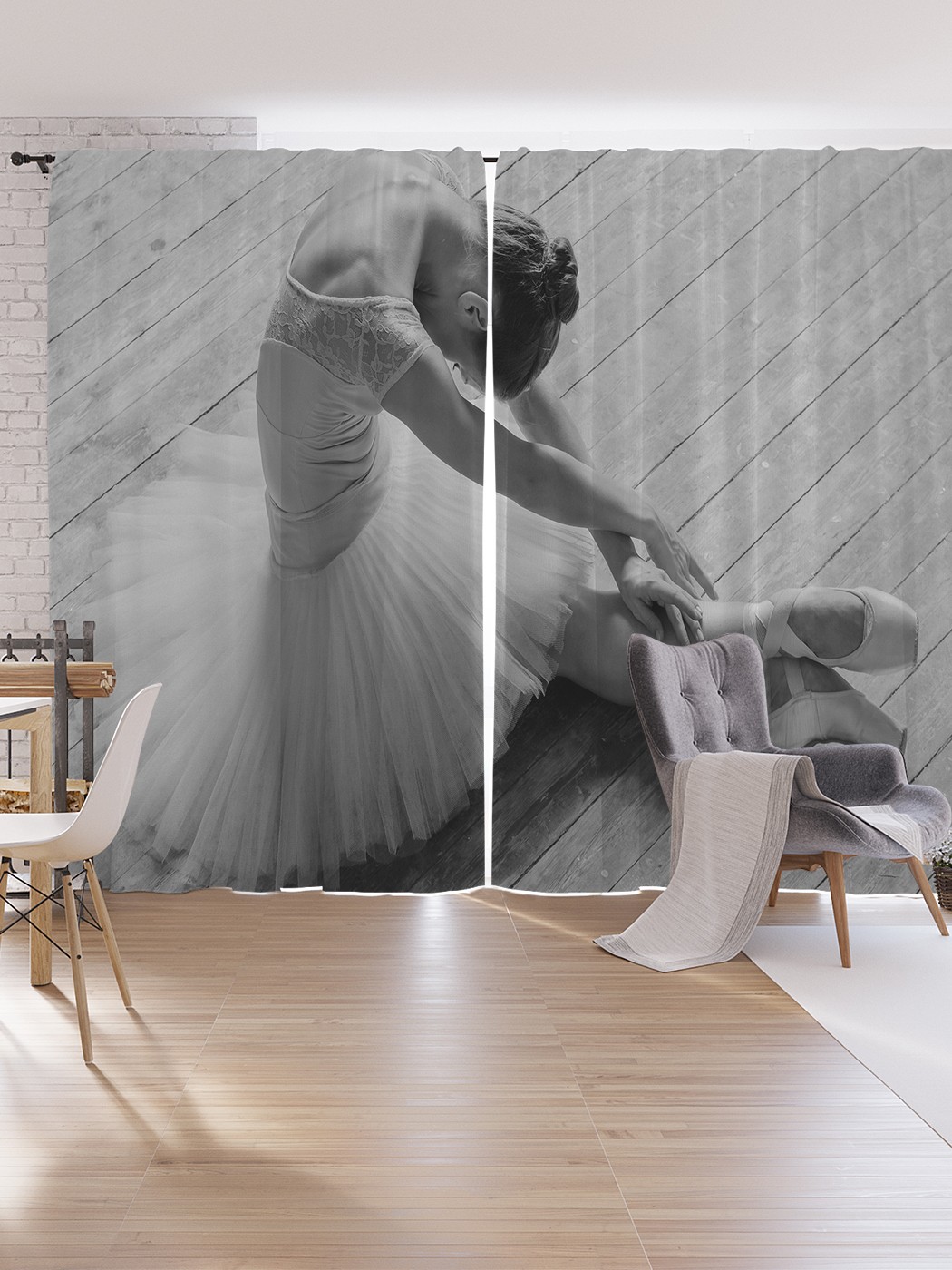 фото Шторы под лён joyarty "балерина в танце", серия oxford delux, 340х265 см